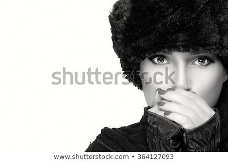 Stock fotó: Beautiful Woman In White Fur Hat