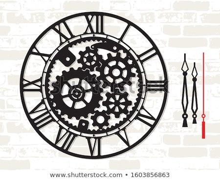 ストックフォト: Clock Face In Gears Silhouette Illustration