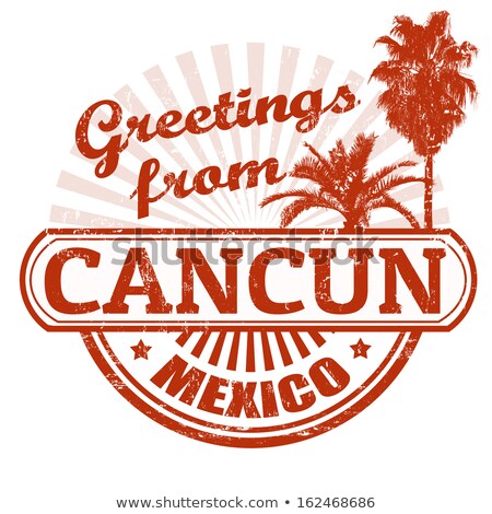 Stockfoto: Greetings From Cancun Stamp