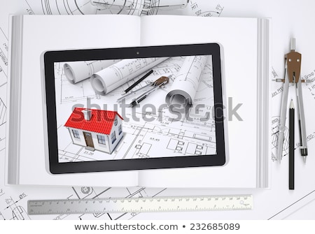 Scrolls Of Architectural Drawings And Tablet Pc [[stock_photo]] © cherezoff