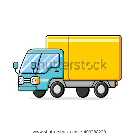 Stock foto: Blue Yellow Truck Lorry Trailer Vector Illustration