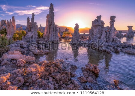 Stok fotoğraf: Rock Salt Tufa Formations Sunset Mono Lake California Nature Out