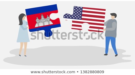 Zdjęcia stock: Usa And Cambodia Flags In Puzzle