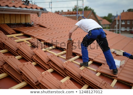 [[stock_photo]]: Roofer Repair The Roof Of Clay Tiles