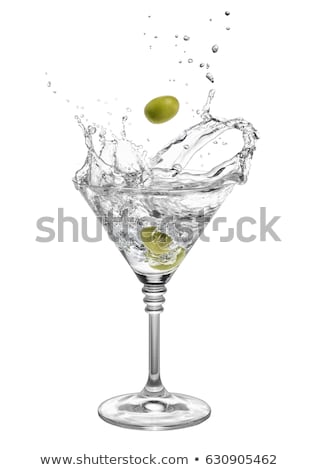 Stock fotó: Glass With Martini And Green Olives