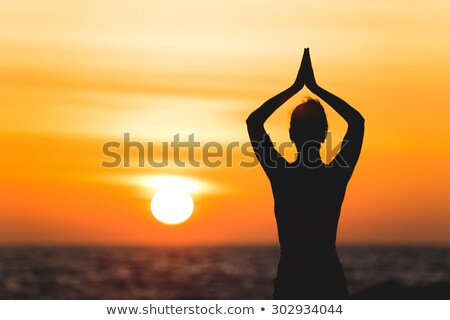 Stock fotó: Sunset Meditation Vriksasana