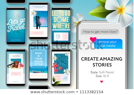 Stok fotoğraf: Social Media Story Templates For Brands And Blogger Create Stories About Travelling Modern Promoti