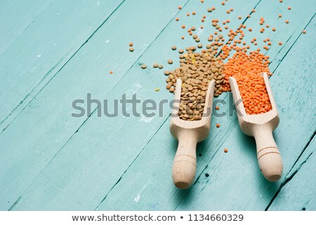 ストックフォト: Wooden Scoop With Peeled Lentils