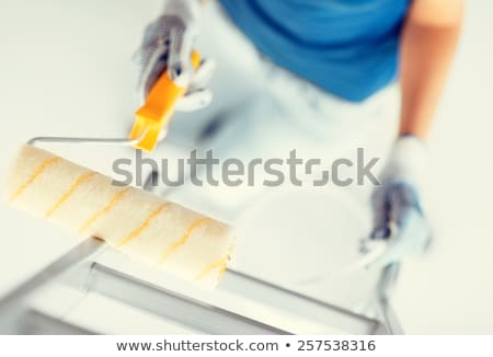 [[stock_photo]]: Close Up Of Women Holding Roller And Paint Bucket