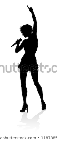Stockfoto: Singer Pop Country Or Rock Star Silhouette Woman