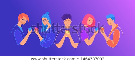 Stock fotó: Chat Concept For Texting Leaving Comment And Memes Concept Flat Vector Illustration Of Young Teenag