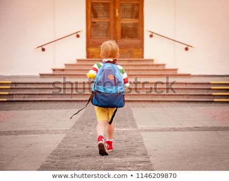 Zdjęcia stock: Girls With Backpack Are Going To School