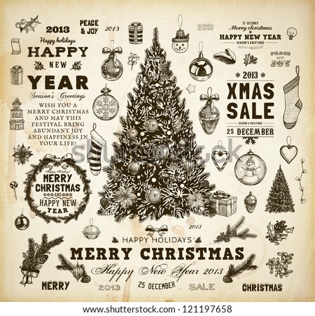 Stok fotoğraf: 2013 Christmas Vintage Typograph Design Elements