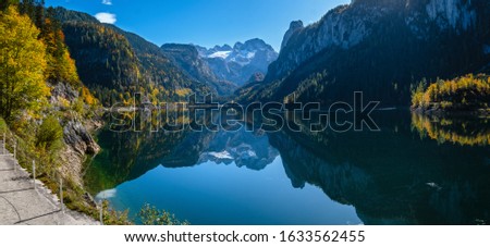 Stok fotoğraf: View At Dachstein From Vorder Gosausee Lake Upper Austria Styri