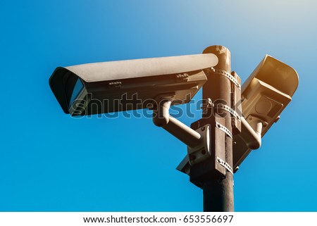 [[stock_photo]]: Cctv Camera Modern Era Anti Terrorist Electronic Surveillance