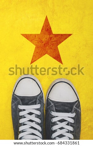 [[stock_photo]]: Young Activist Standing On The Road With Star Shape Imprint