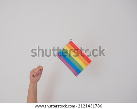 [[stock_photo]]: Rainbow Flag In The Wing Mirror Of A Car