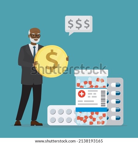 Man Holding Pills Capsules And Golden Coins ストックフォト © naum