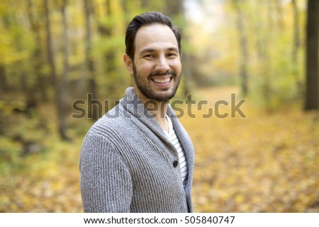 Middle Aged Man Alone On Beautiful Autumn Day Foto d'archivio © Lopolo