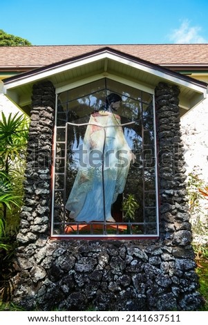 Stock foto: Jesus Window Painting In Cemetery