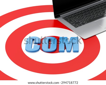 Foto stock: 3d Laptop Pc And Word Com On Target