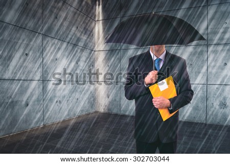 Foto stock: Insurance Agent With Umbrella In Urban Setting