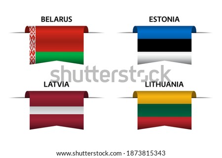 Сток-фото: Set Of Four Belarussian Estonian Latvian And Lithuanian Heart Shaped Stickers I Love Belarus Est