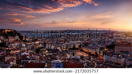 ストックフォト: Castle Sao Jorge After Sunset In Lisbon Portugal