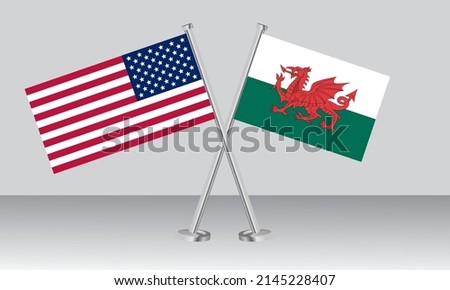 Stock fotó: Usa And Wales - Miniature Flags