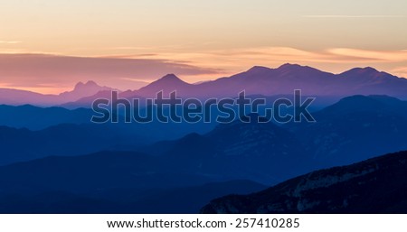 Beautiful Sunset Light In The Spanish Mountains Serra D Entrepe [[stock_photo]] © Digoarpi