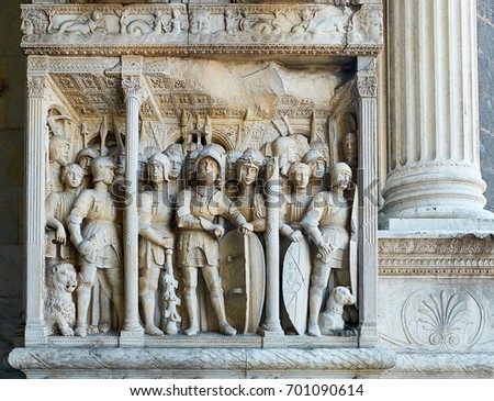 Stockfoto: Triumphal Arch Detail Of Castel Nuovo Maschio Angioino Of Naples