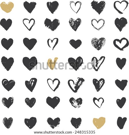 Foto stock: Grunge Hearts With Text I Love You Valentines Day Vector