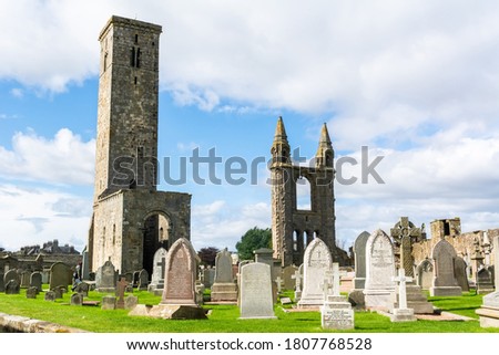 Stok fotoğraf: Ruins Of St Rules Church And Cathedral St Andrews Fife Scot