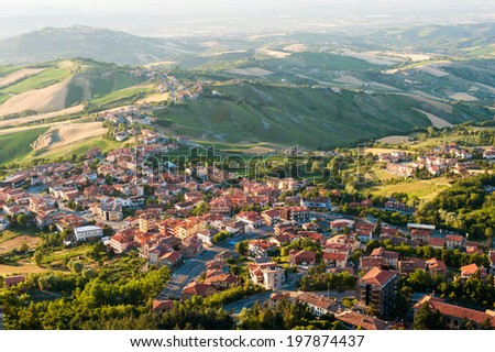 Foto stock: Modern San Marino Suburban Districts View From Above