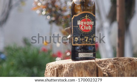 Stok fotoğraf: Glass Of Havana Club 7 Years Old Havana Cuba