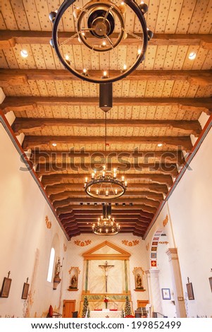 Stock foto: Mission San Luis Obispo De Tolosa California Wooden Ceiling Basi