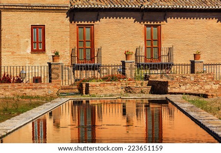 Stock photo: Alhambra Garden Pool Reflection Abstract Granada Andalusia Spain