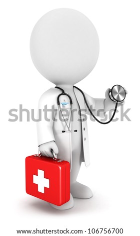 3d People Doctor With A Stethoscope And First Aid Kit Imagine de stoc © 3dmask