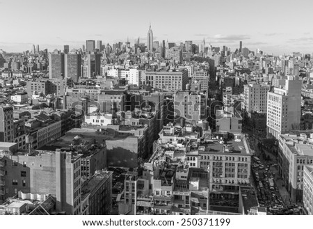 Stok fotoğraf: Usa New York City - April 27 2012 New York City Manhattan Skyline Aerial View With Street And Skys