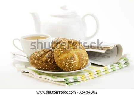 Foto stock: Breakfast Whith Crusty French Bread