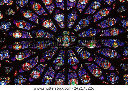 Zdjęcia stock: South Rose Window Jesus Christ Stained Glass Notre Dame Cathedra
