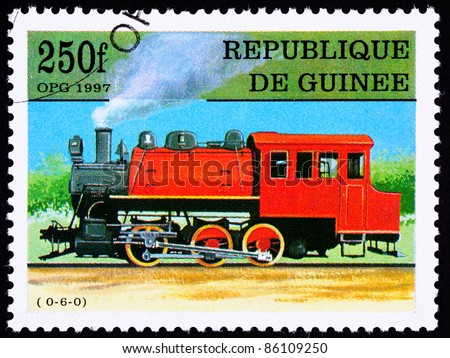 Stock fotó: Guinea Bissau Train Stamp Old Railroad Diesel Engine Locomotive