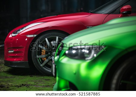 Stockfoto: Red Black Nissan Gt R Tuning