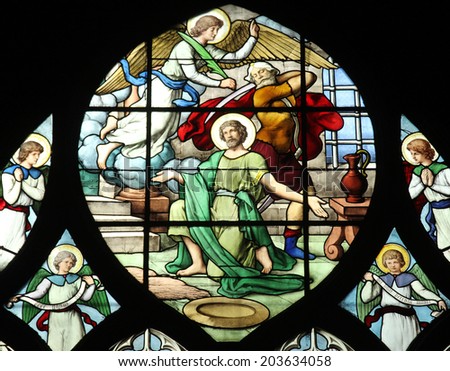 Сток-фото: Saint John Baptist Stained Glass Saint Severin Church Paris Fran