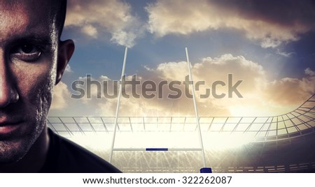 Foto stock: Composite Image Of Rugby Player Looking At Camera