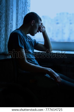 Stock foto: Desperate Man Thinking Of Suicide