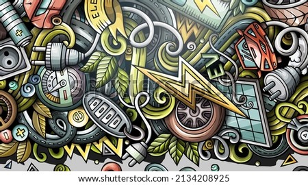 Electric Cars Hand Drawn Doodle Banner Cartoon Detailed Flyer ストックフォト © balabolka