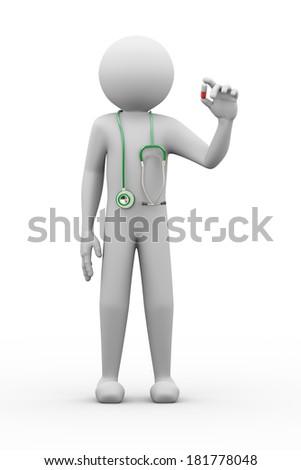 3d Man Holding Pill Stock fotó © nasirkhan