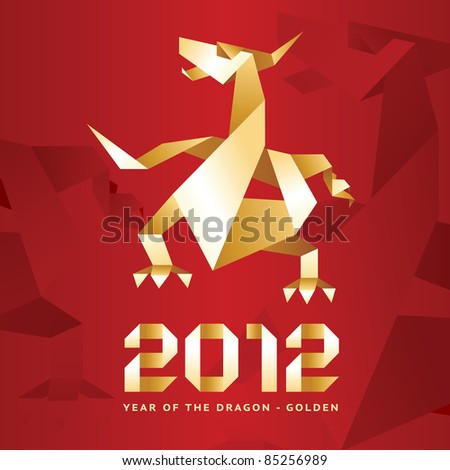 Origami Dragon 2012 Year - Goldred Stock foto © Ecelop