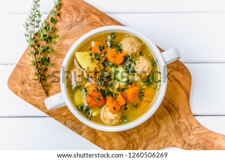 Stock photo: Vegetable Soup With Meatballs